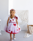 Judy Girl Dress - Paris Theme Dress in White Red Ombre