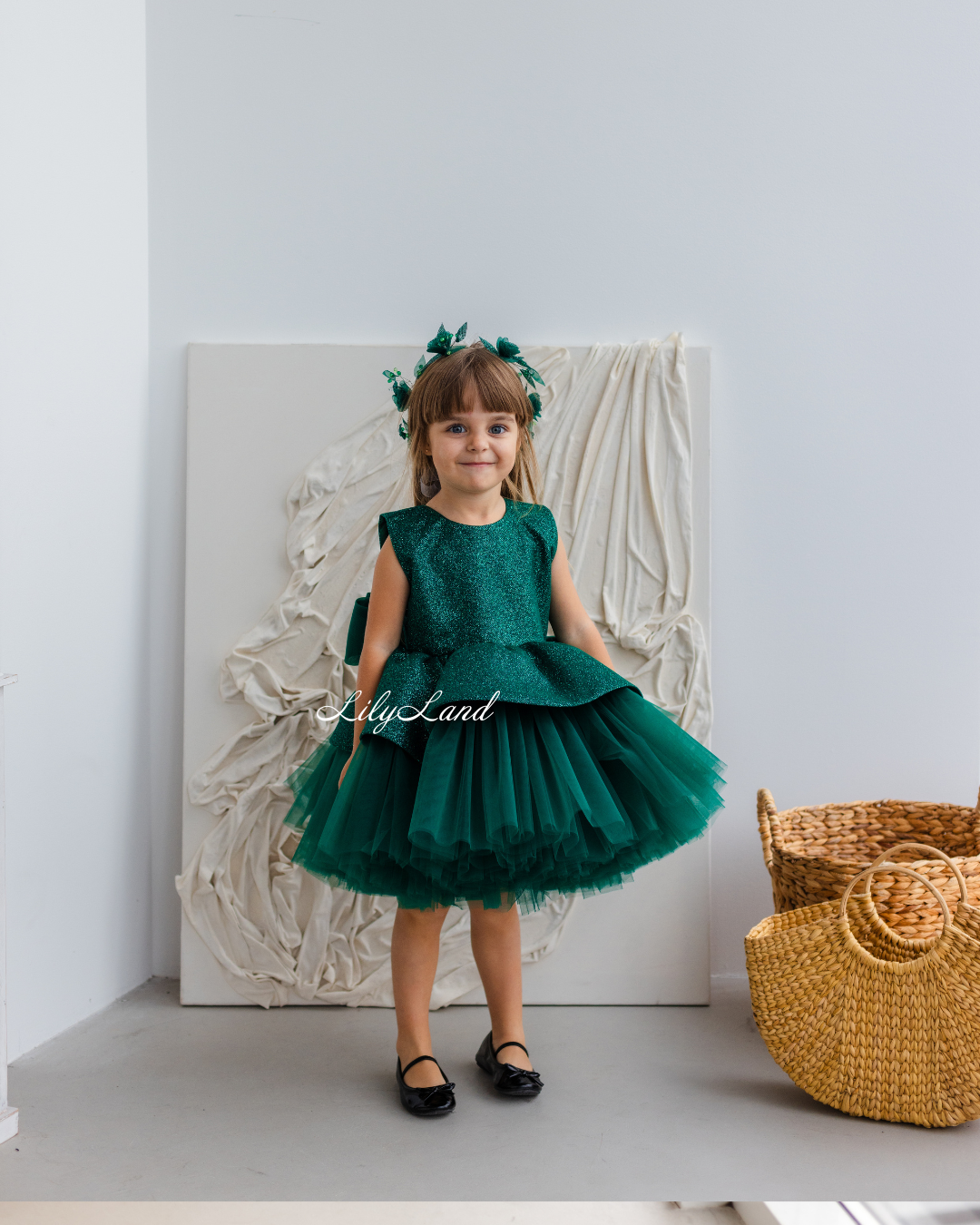 Nancy Tutu Glitter Girl Dress in Emerald Green