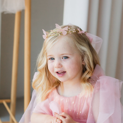 Girl Hair Accessories with Butterflies in Blush Pink