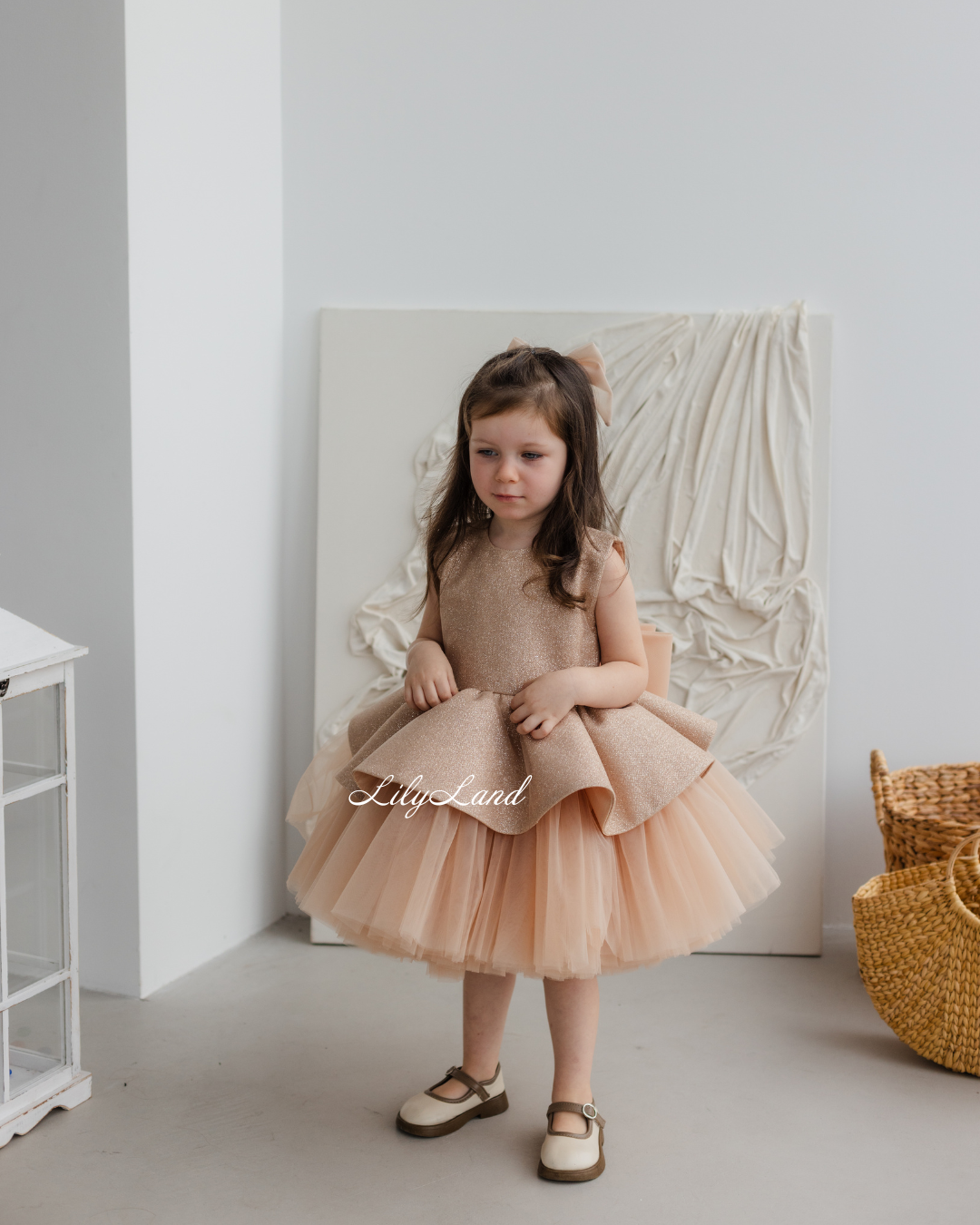 Nancy Tutu Glitter Girl Dress in Beige