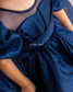 Kira Glitter Puffy Girl Dress in Dark Blue