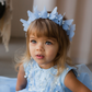 Girl Headband with Butterflies and Flowers in Hot Orange