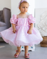 Kira Glitter Puffy Girl Dress in Light Pink