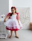 Judy Sparkling Tulle Sleeveless Girl Dress in White Red Ombre