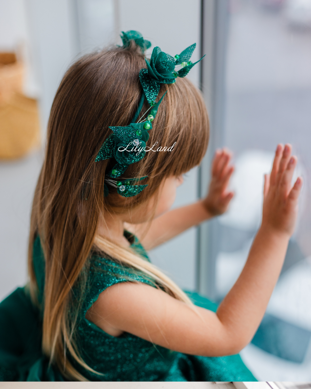 Nancy Tutu Glitter Girl Dress in Emerald Green