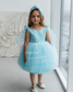 Judy Sparkling Tulle Sleeveless Girl Dress in Turquoise