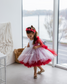 Judy Sparkling Tulle Sleeveless Girl Dress in White Red Ombre