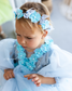 Fifi Baby Girl Dress in Sky Blue with Attached Flowers