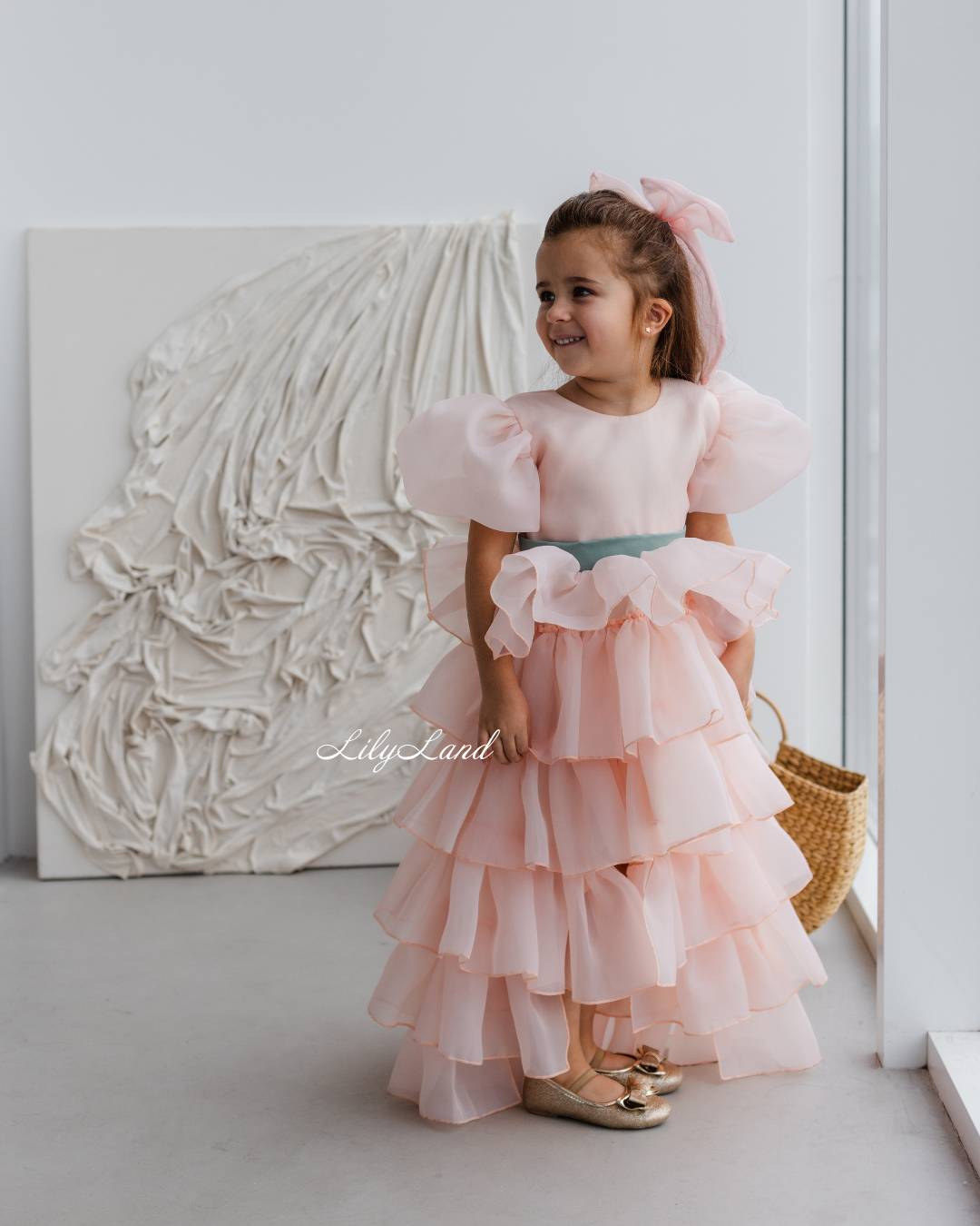 Julia Multilayered Girl Dress In Peach