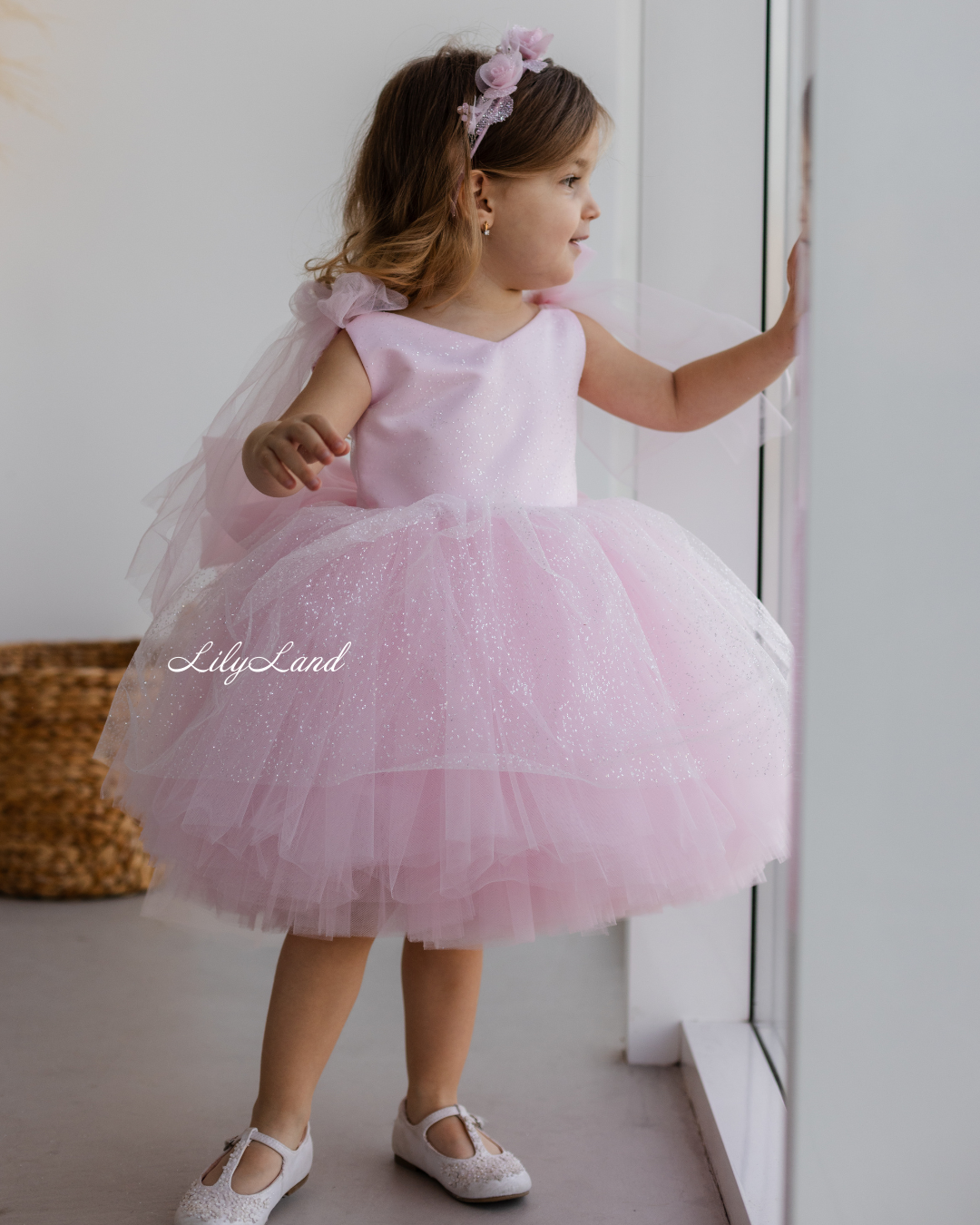 Judy Sparkling Tulle Sleeveless Girl Dress in Blush Light Pink