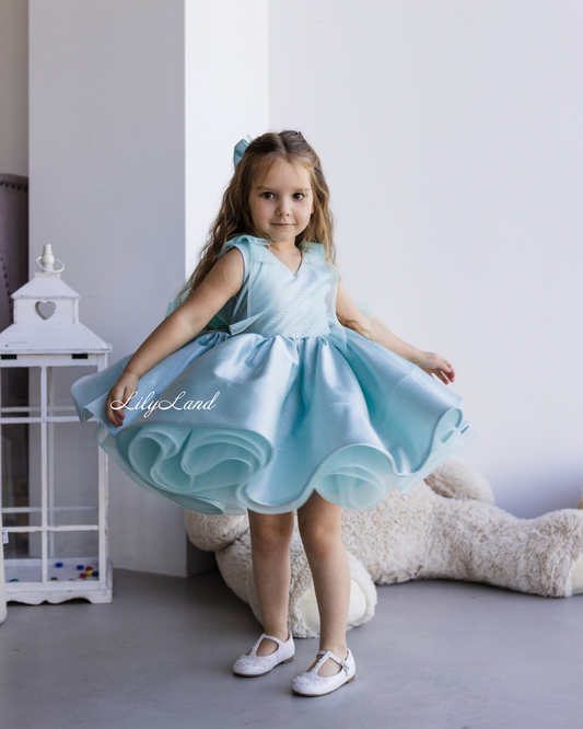 Malva Girl Dress in Brocade Blue