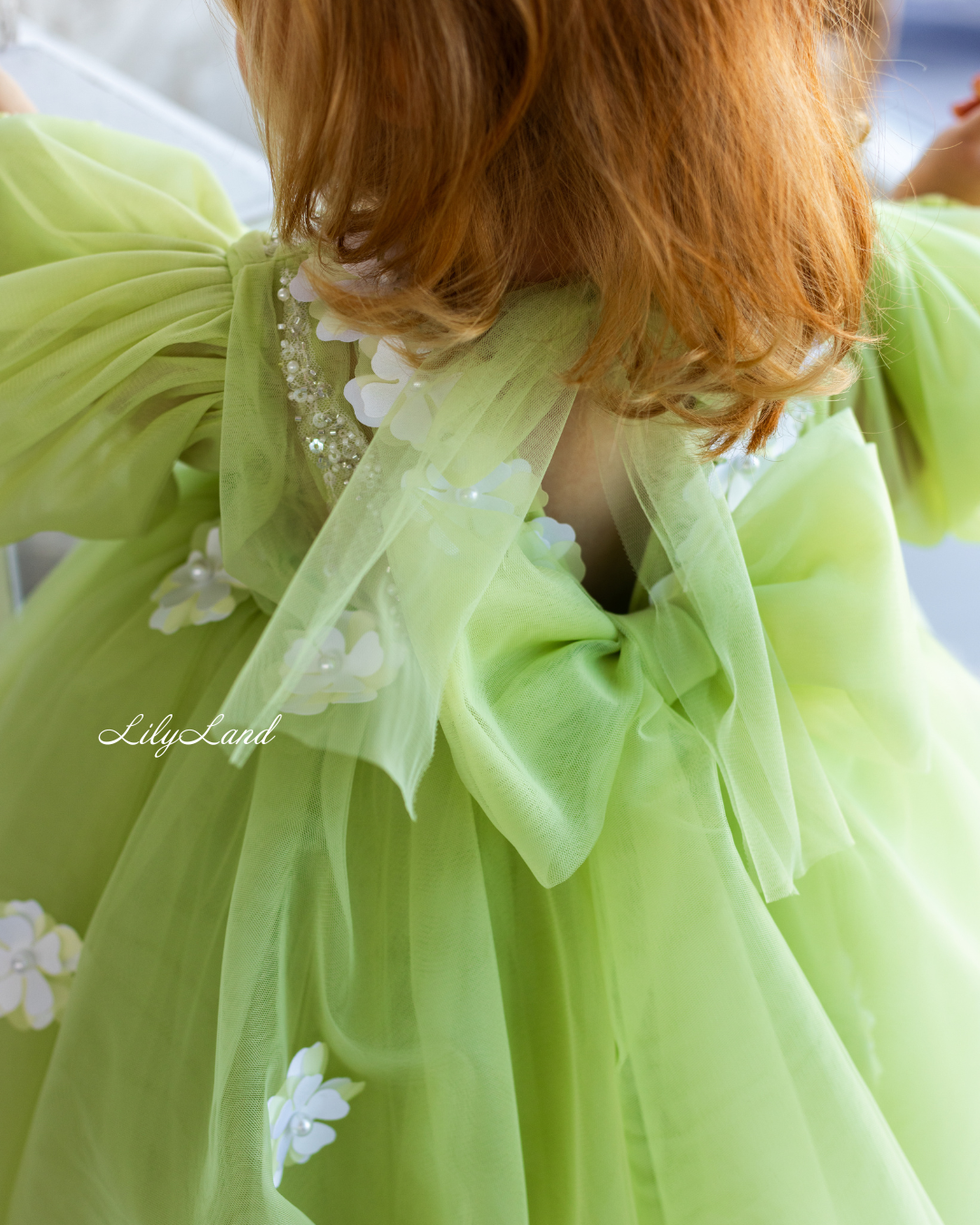 Fifi Baby Girl Dress in Lime with Attached Flowers