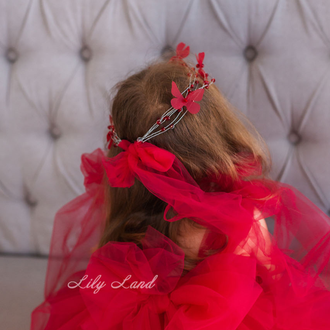 Girl Hair Accessories with Butterflies in Peach