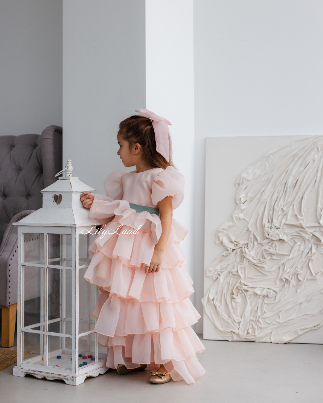 Julia Multilayered Girl Dress In Peach