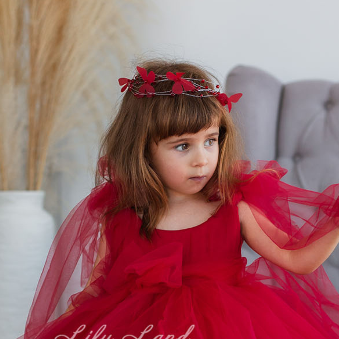 Girl Hair Accessories with Butterflies in Peach