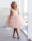 Judy Sparkling Tulle Sleeveless Girl Dress in Peach