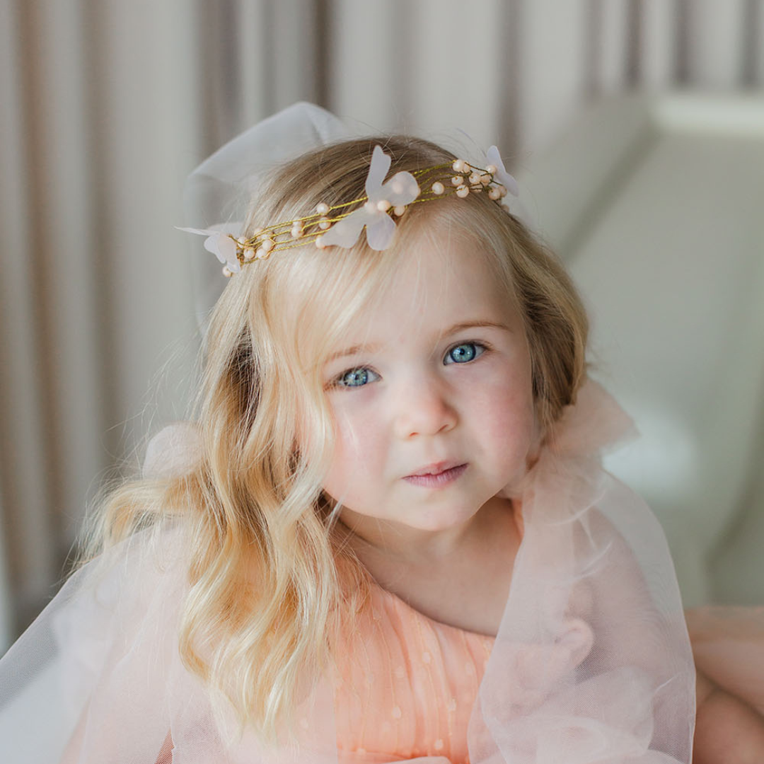 Girl Hair Accessories with Butterflies in Peach