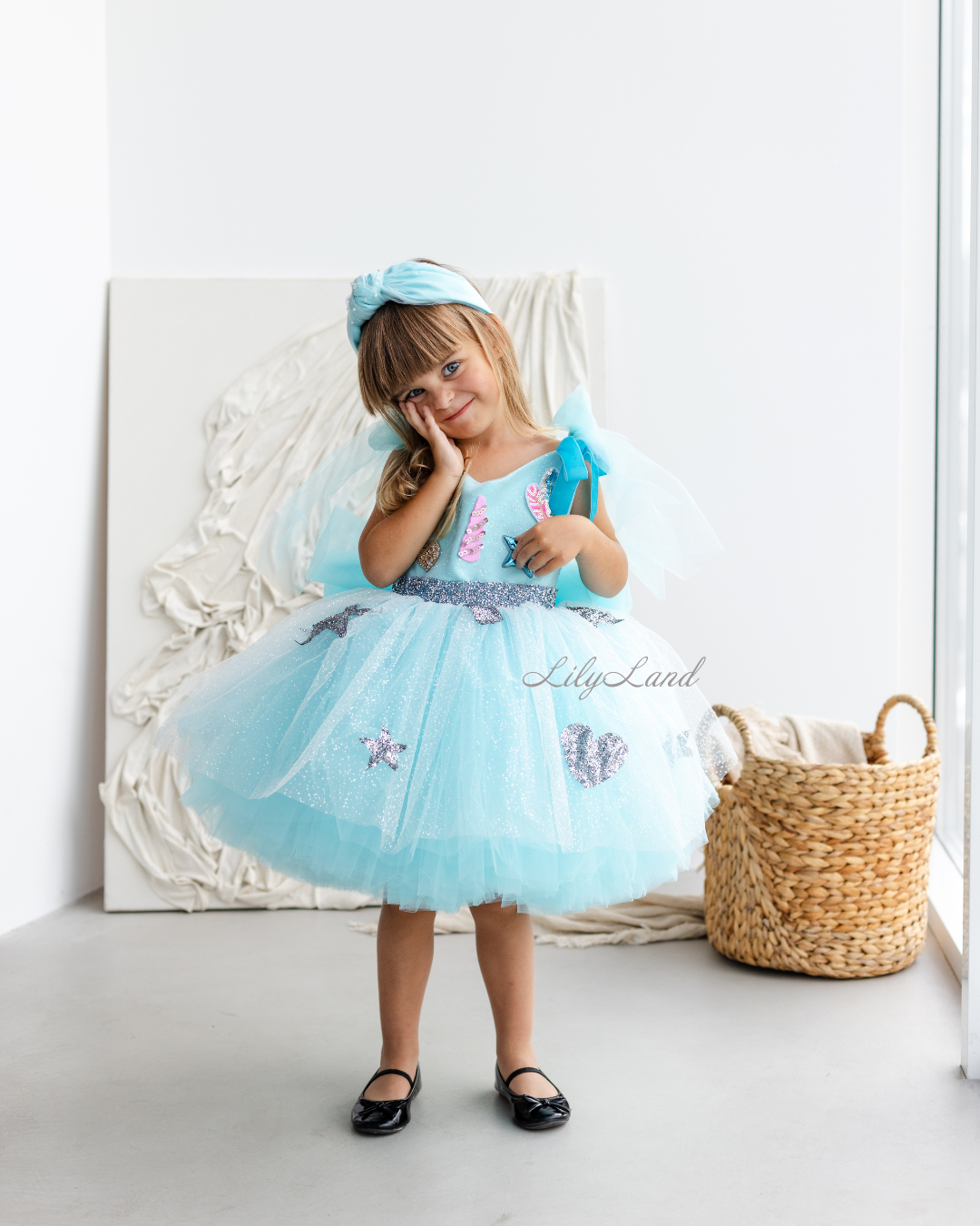 Judy Girl Dress - Unicorn Theme Dress in Tiffany