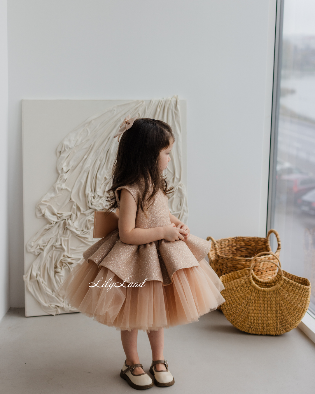 Nancy Tutu Glitter Girl Dress in Beige