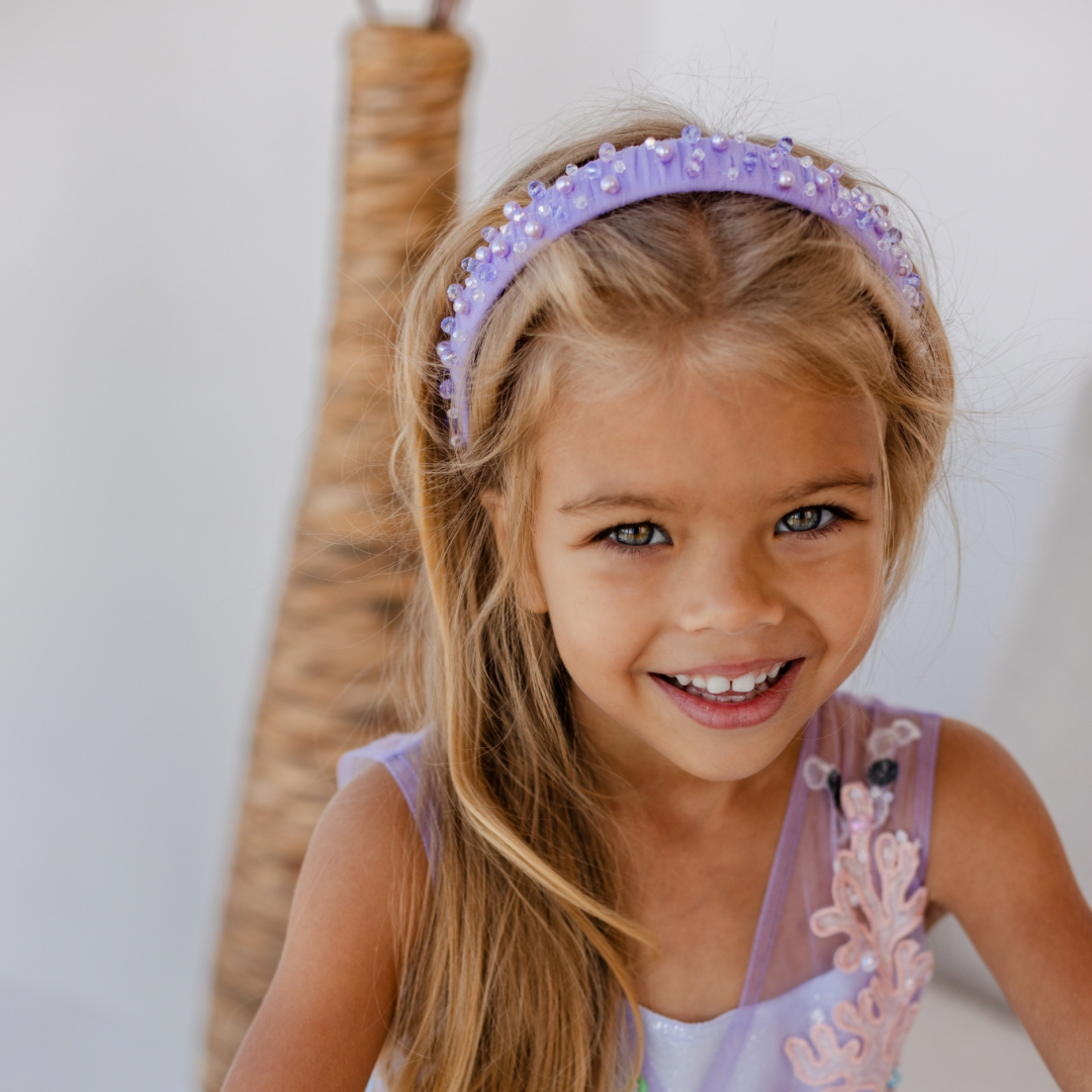 Lavender Girl Hair Hoop with Beads and Sequins