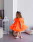 Marseille Puffy Tutu Girl Dress in Bright Neon Orange