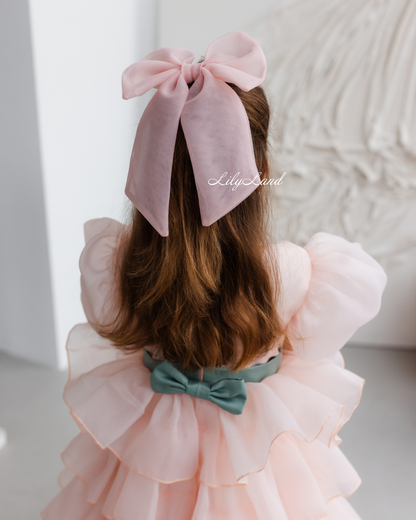 Peach Hairpin Big Bow Girl Accessories