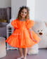 Marseille Puffy Tutu Girl Dress in Bright Neon Orange