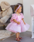 Kira Glitter Puffy Girl Dress in Light Pink