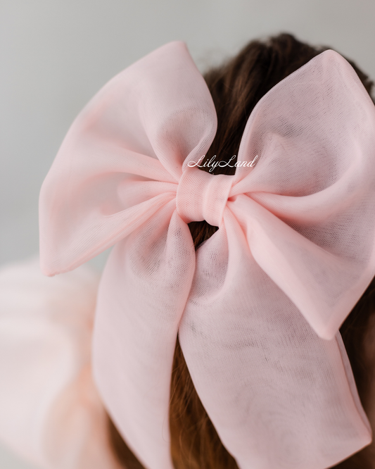 Peach Hairpin Big Bow Girl Accessories