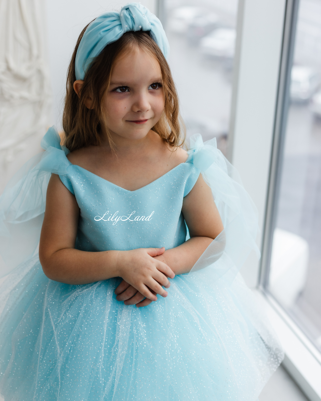 Judy Sparkling Tulle Sleeveless Girl Dress in Turquoise