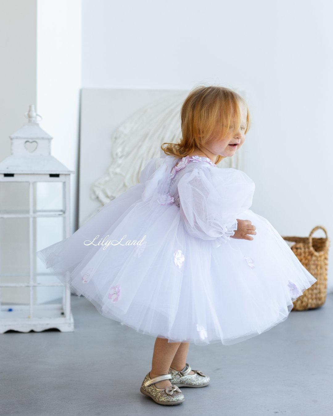 Fifi Baby Girl Dress in White with Attached Flowers