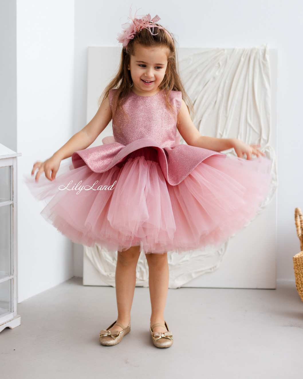 Nancy Tutu Glitter Girl Dress in Dusty Rose