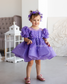 Kira Glitter Puffy Girl Dress in Lavender with Beads