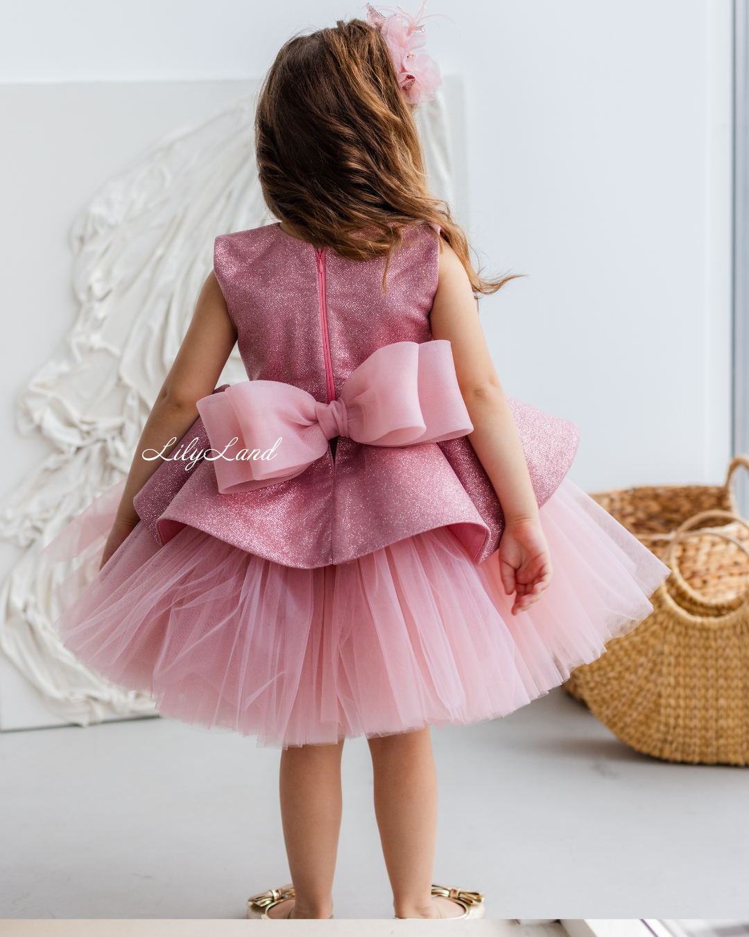 Nancy Tutu Glitter Girl Dress in Dusty Rose