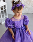 Kira Glitter Puffy Girl Dress in Lavender with Beads