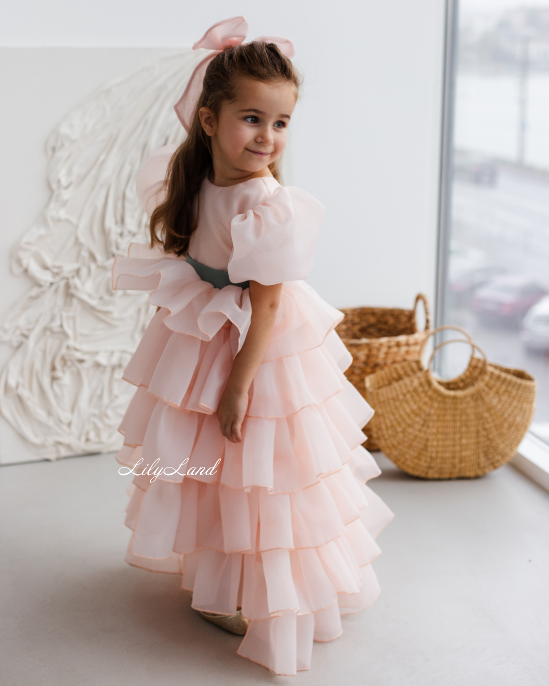 Julia Multilayered Girl Dress In Peach