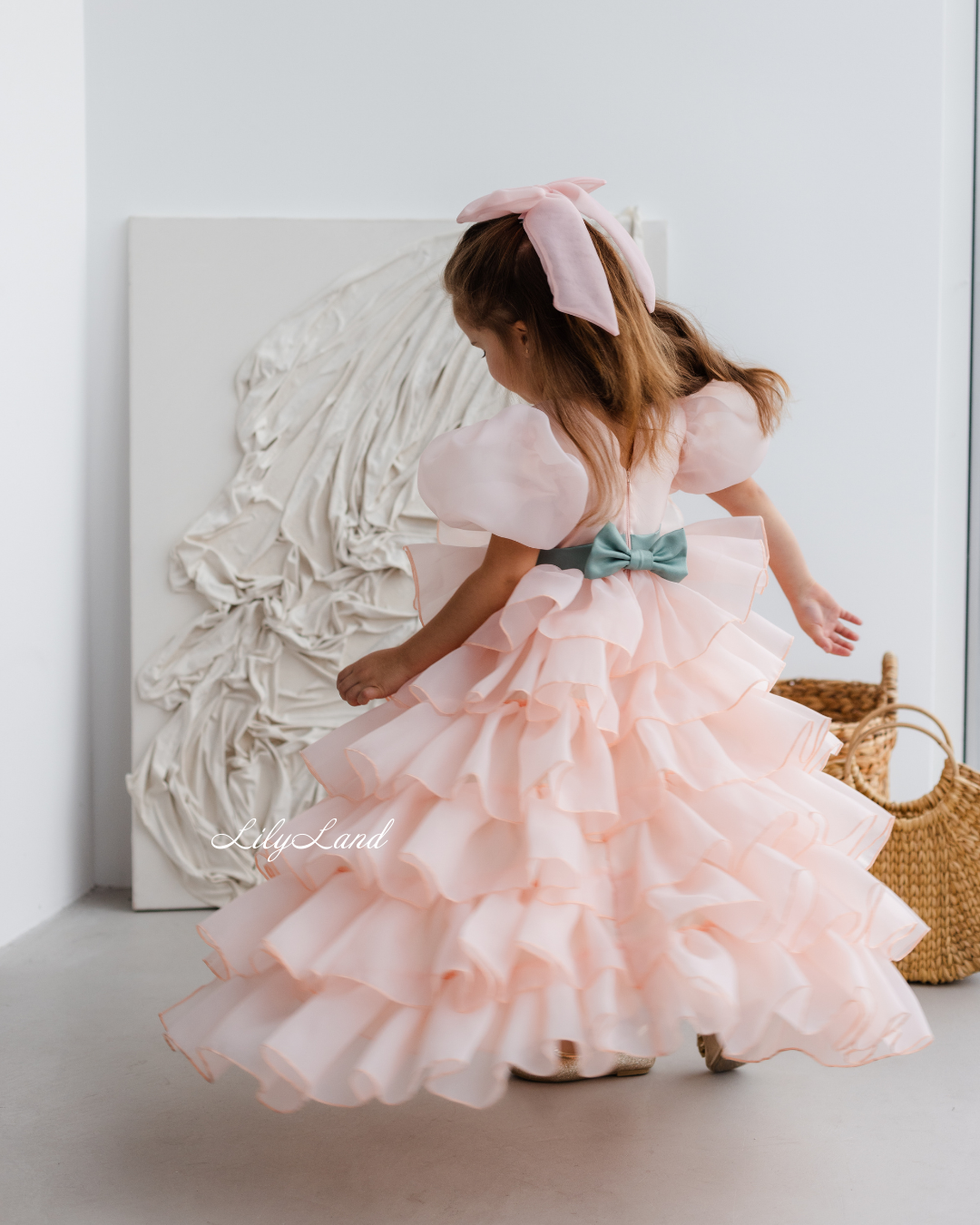 Julia Multilayered Girl Dress In Peach