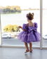 Kira Glitter Puffy Girl Dress in Lavender with Beads