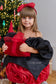 Dolly Glitter Christmas Dress in Black with Red