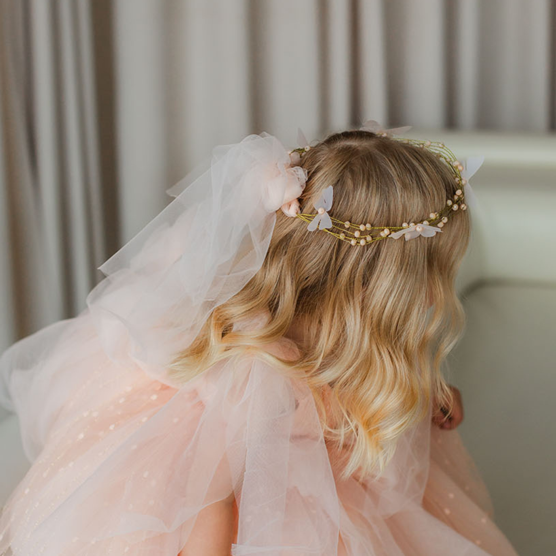 Girl Hair Accessories with Butterflies in Peach