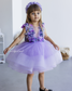 Vestido Hawaii Lavanda para Niña con Encaje de Flores