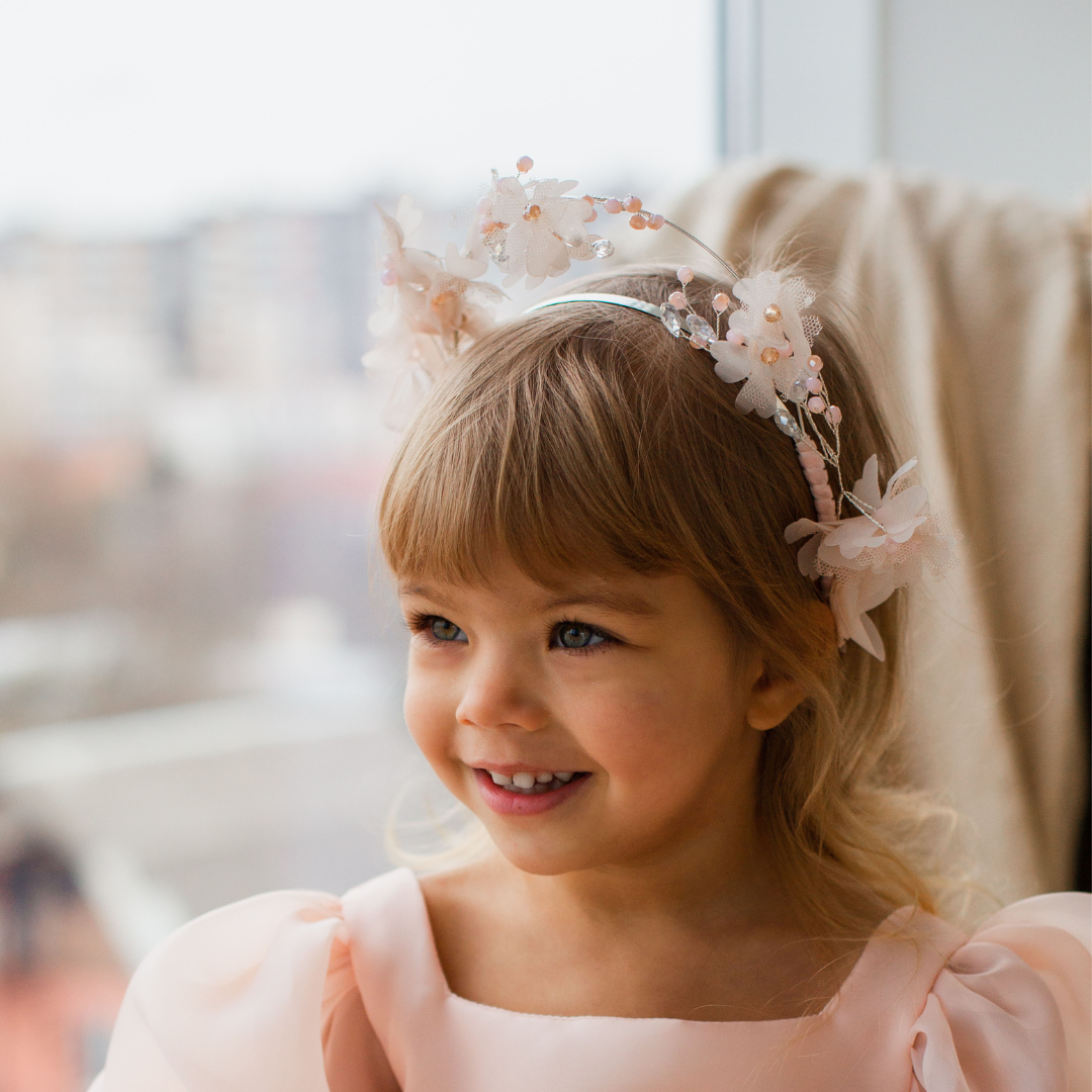 Diadema de niña floral azul