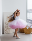 Judy Sparkling Tulle Sleeveless Girl Dress in White Pink Ombre