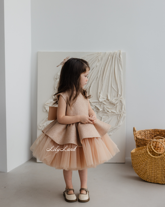 Nancy Tutu Glitter Girl Dress in Beige