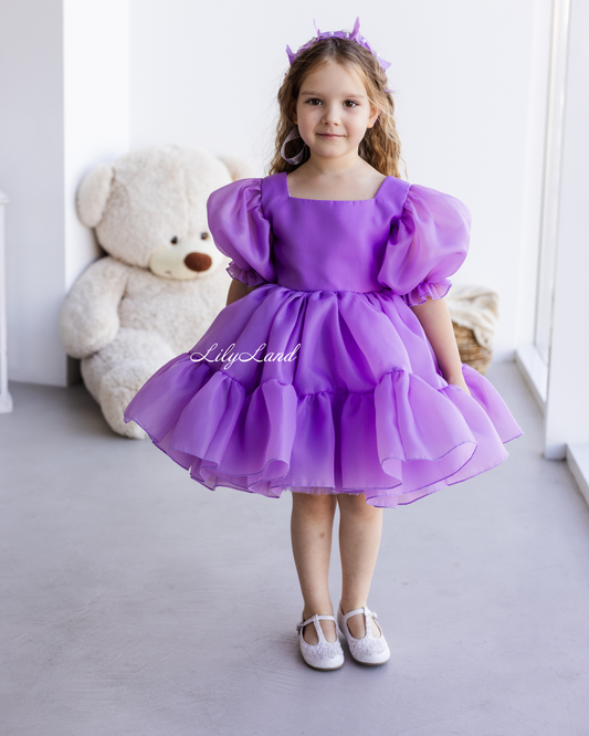 Marseille Puffy Tutu Girl Dress in Lavender