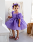 Kira Glitter Puffy Girl Dress in Lavender with Beads