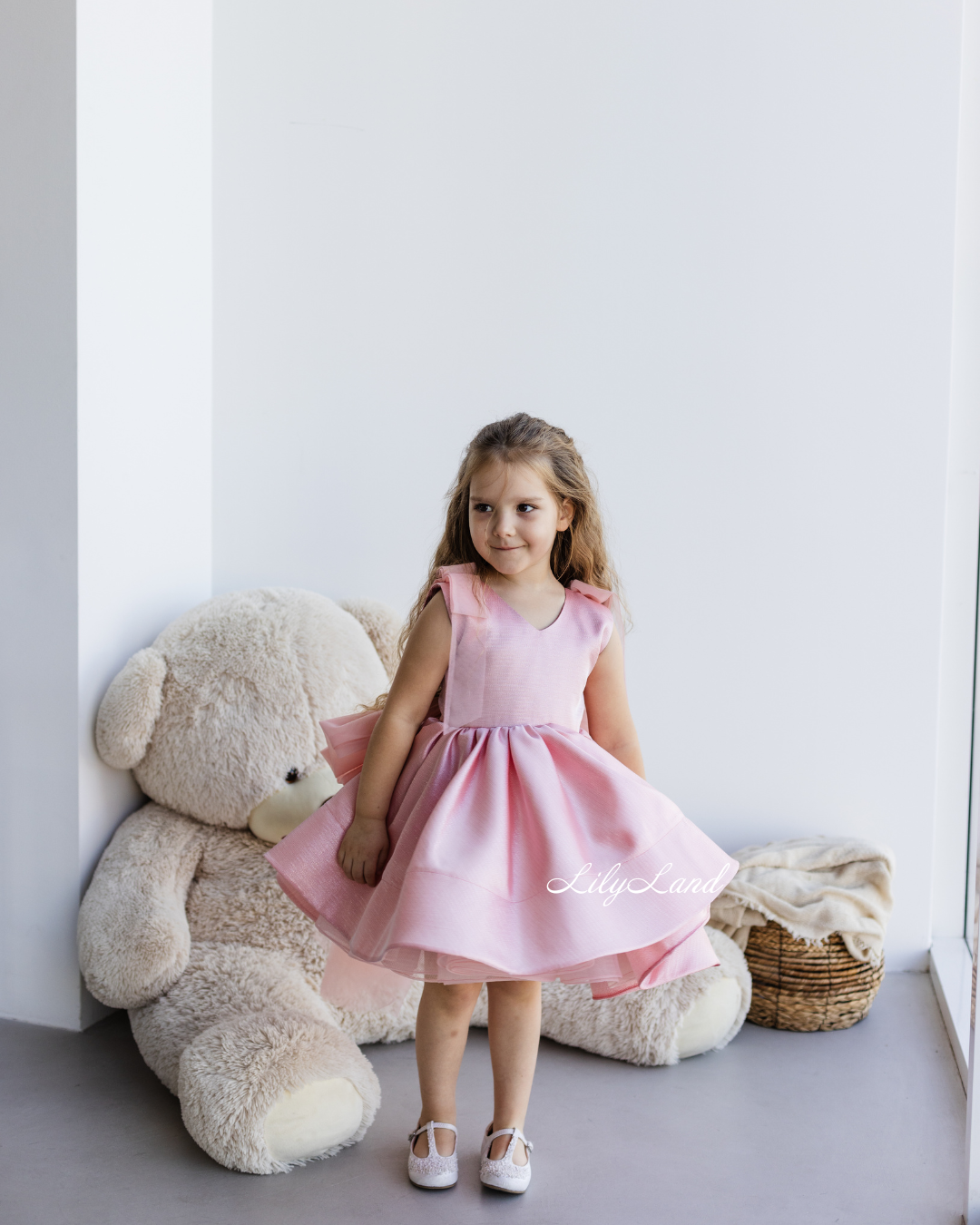 Malva Girl Dress in Brocade Pink