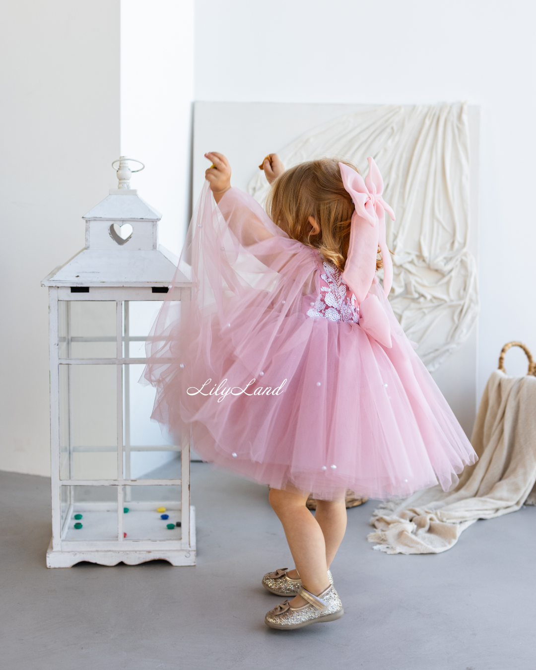 Chantal Baby Girl Dress in Dusty Rose with Detachable Sleeve