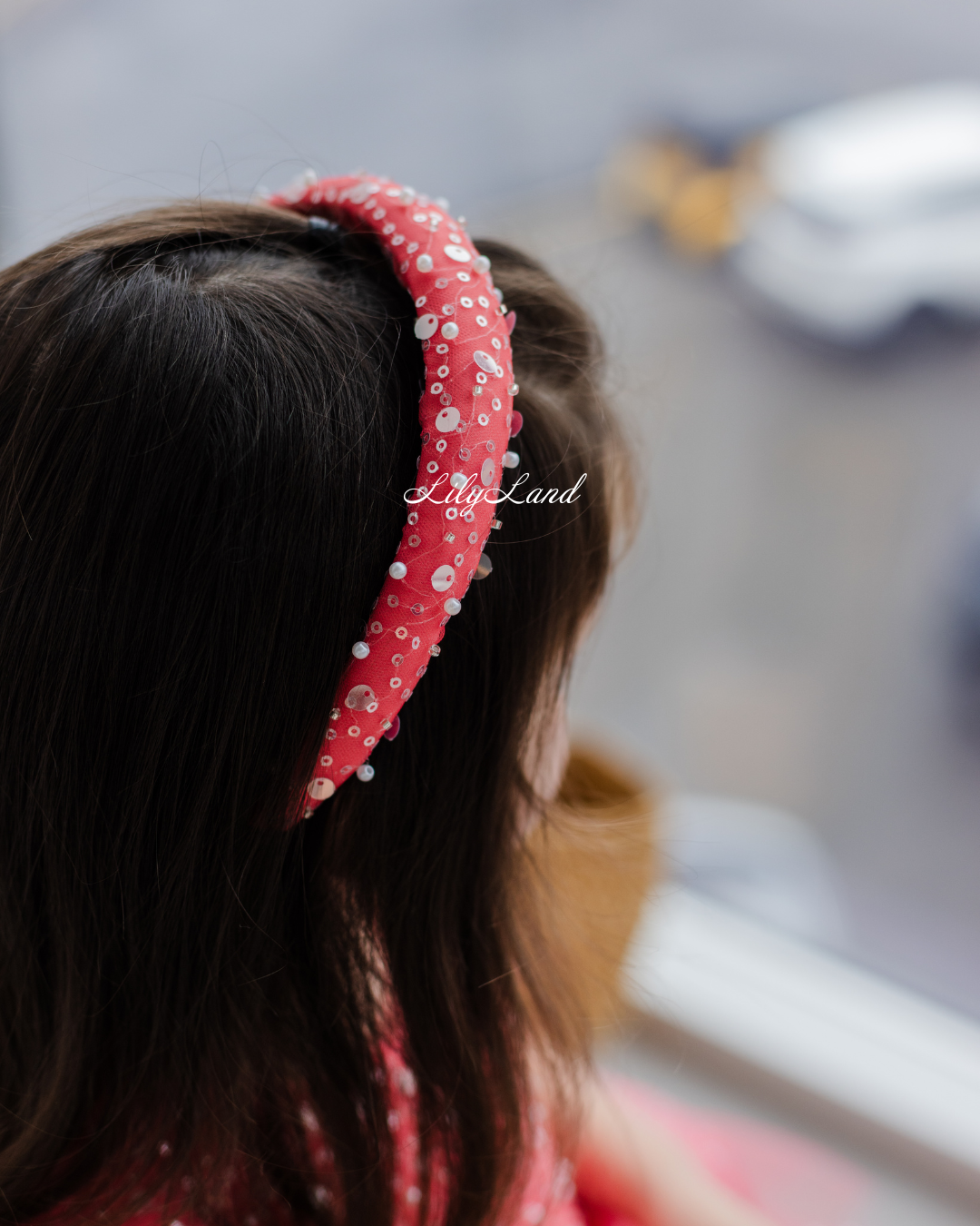 Coral Girl Hair Hoop with Beads and Sequins