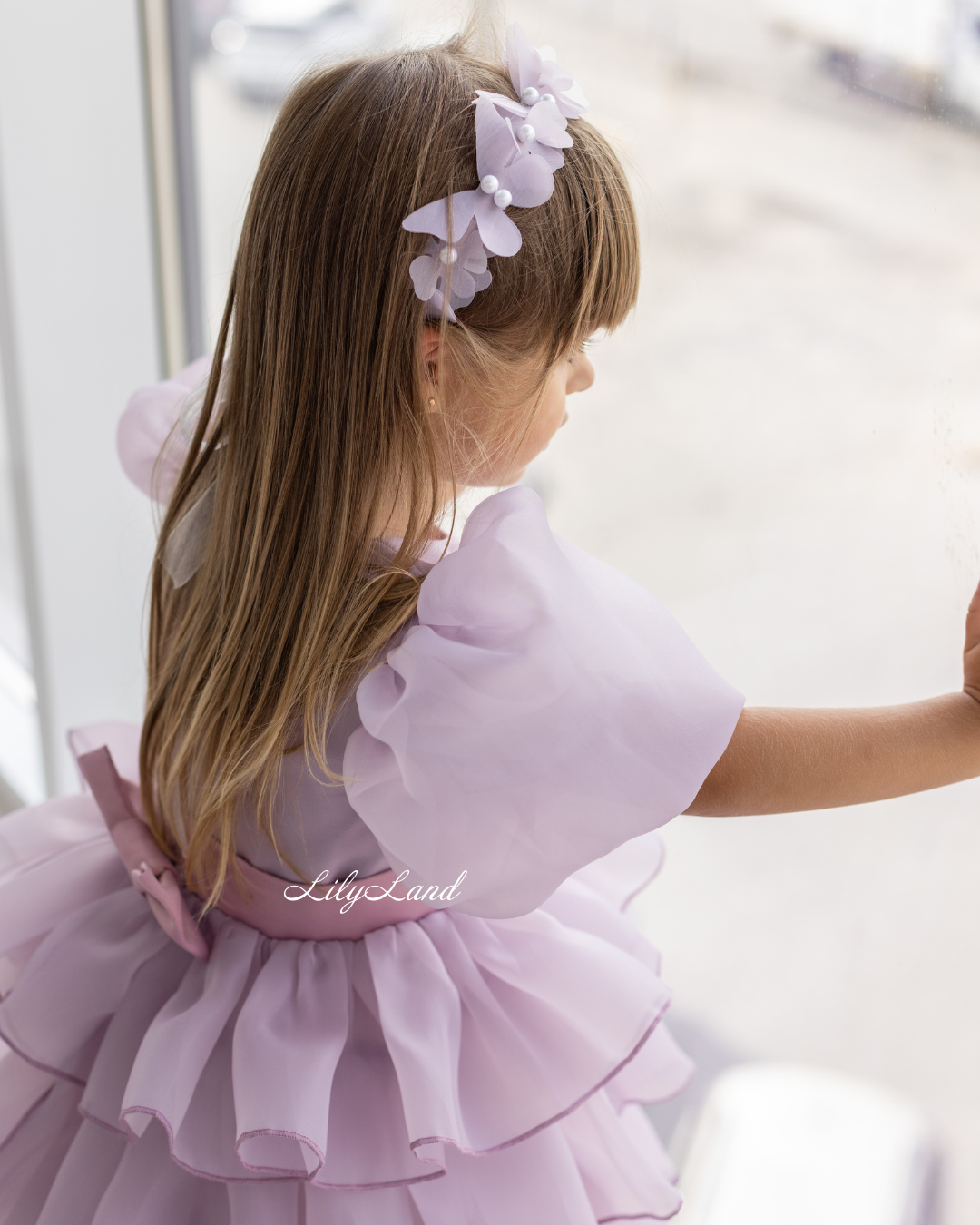 Julia Multilayered Girl Dress In Pale Lavender